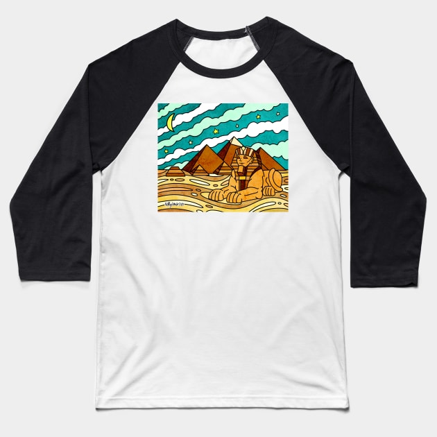 Pyramids & Sphinx of Giza Egypt Baseball T-Shirt by Kelly Louise Art